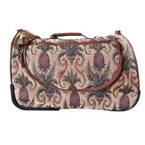 Vintage Bueno Tapestry Pineapple Rolling Duffel Weekender Travel Bag NWT